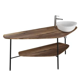 VitrA Plural Konsole 162 cm 1 Ausschnitt rechts für Aufsatzschale Eiche Dunkel Echtholz,64041 64041