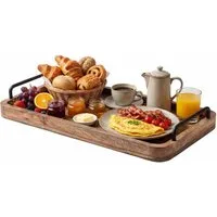 relaxdays Tablett aus Mangoholz 50x25 cm, Holz