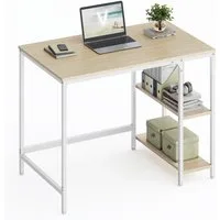 VASAGLE Schreibtisch Computertisch, Tisch, Bürotisch, 100/120/140cm, mit 2 Ablagen, moderner Stil