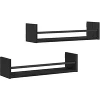 vidaXL Regal Wandregal 2 pcs Schwarz Eichen-Optik 60 x 16 x 14 cm, 2-tlg.