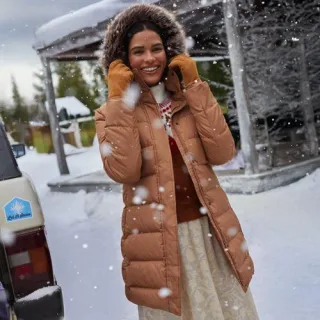 Daunenmantel mit Kapuze für Damen in Petite-Größe, Damen, size: petite, Beige, Polyester, by Lands' End