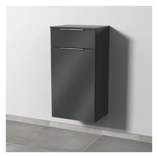 Sanipa 3way Mittelschrank mit 1 Auszug und 1 Wäschekorbklappe, Anthrazit-Glanz, UF15479 UF15479