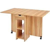 Mondeer Esstisch Klappbarer Esstisch, mit 1 Schublade und 2 Lagerregalkonsolen 72 x 120 x 75 cm