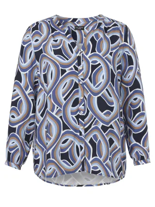 VIA APPIA DUE - Bluse V-Ausschnitt 1/1 Arm Druck rauchblau multicolor - Gr. - 46