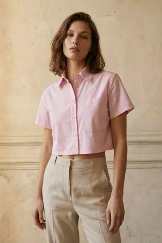 Knopf-Down Pocket Crop Shirt