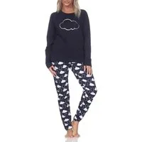 Normann Pyjama Normann Damen Schlafanzug langarm Pyjama mit Wolken Motiv