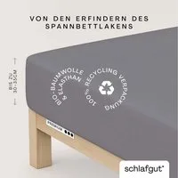 Schlafgut Spannbettlaken PREMIUM Mako-Zwirn-Jersey, 220 g/m², 95% Bio-Baumwolle, 5% Elasthan, Mako-Zwirn-Jersey, Gummizug: rundum, (1 Stück), Bettlaken bis 30 cm Höhe, PREMIUM-Qualität langlebig, perfekter Sitz