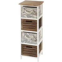 Kobolo Regal Holzregal Kommode mit 4 Schubfächern 82H cm weiß, Regal mit 4 Schubfächern 1-tlg., mit Ablage