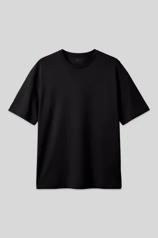 Übergroßes Baumwoll-Crewneck-T-Shirt