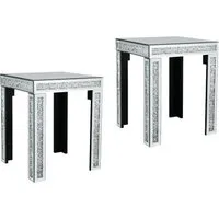 MIRRORS AND MORE Couchtisch (2er Set), Nachttisch verspiegelt ausgefallene Beistelltische für Sofas Höhe 50cm