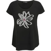 Doris Streich T-Shirt mit Blütenmotiv aus Metallplättchen