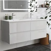 duschspa Doppelwaschtisch 120cm Waschtisch mit Unterschrank Waschbecken mit Badschrank