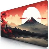 Titanwolf Gaming Mauspad XXL Speed Mousepad 900 x 400 x 3 mm, Schreibtischauflage, abwaschbar, rutschfeste Rückseite, Geschwindigkeit & Präzision, Japan Sunset 2