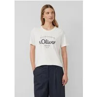 s.Oliver Kurzarmshirt T-Shirt T-Shirt mit Logo-Print und Schmucksteinen
