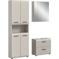 welltime Badmöbel-Set FLORENZ, 3-teilige Badkombination, hochwertige MDF-Front, (Set, 3-St., best. aus: 1 Hochschrank, 1 Waschbeckenunterschrank, 1 Spiegelschrank), Bad-Kombination, Bad-Möbel, Badezimmer, Kombination, Kombi