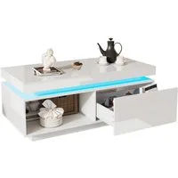 Merax Couchtisch hochglanz Sofatisch Beistelltisch mit LED-Beleuchtung (1-St), Wohnzimmertisch mit Schublade und Stauraum, Breit: 100cm
