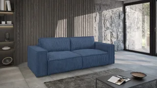 Sofa 3-Sitzer mit Schlaffunktion VAJANA Stoff Tilia Dunkelblau