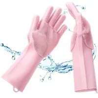 Geschenkehöhle Putzhandschuh Silikon Waschhandschuhe mit Noppen & feinen Bürsten ideal zum Reinigen Hitzebeständig, Wiederverwendbar, Umweltfreundlich & BPA-frei