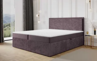 Boxspringbett Schlafzimmerbett HIDIS 140x200cm Stoff Vito Pflaume