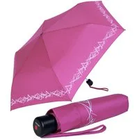 Knirps® Taschenregenschirm Kinderschirm 4Kids reflective mit Reflexborte, Sicherheit auf dem Schulweg, leicht, uni, pink