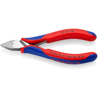 KNIPEX Elektronik-Seitenschneider mit durchgestecktem Gelenk mit Mehrkomponenten-Hüllen 130 mm - 7732130