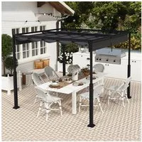 FIVMEN Pavillon Gartenpavillon 3x3m, Schiebedach, Stahlgestell, UV-Schutz
