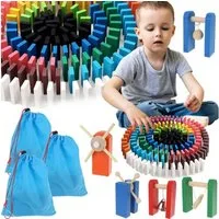 KRUZZEL Holzdominosteine Kinderspielsteine Spielbausteine, (Spar-Set, 1080 St., lebendig), Unterstützt Kreativität, Feinmotorik und Hand-Auge-Koordination