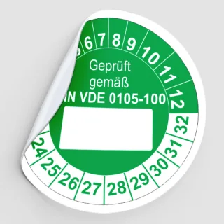 Prüfplaketten Geprüft nach DIN VDE 0105-100