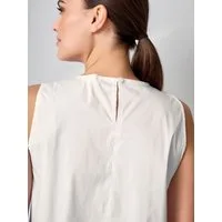 Alba Moda Shirttop Ärmelloses Blusentop mit Falten Lockere Form, runder Ausschnitt, ohne Verschluss
