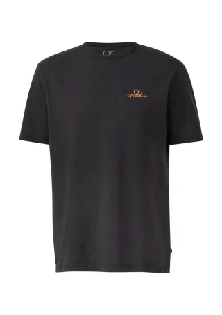 Q/S designed by - Gewaschenes T-Shirt mit Front- und Rückenprint schwarz - Gr. - L