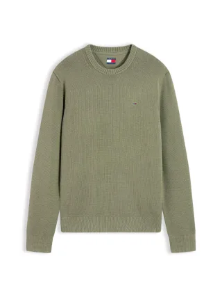 Tommy Jeans - Slim Fit Pullover mit Rundhalsausschnitt grün - Gr. - M