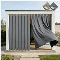 Sunicol Outdoorvorhang 100% Blickdichte Wasserdicht Vorhänge mit Ösen, Verdunklungsvorhäng (2 St), Gardinen Sonnenschutz Sichtschutz für Balkon Pergola Terrasse Veranda