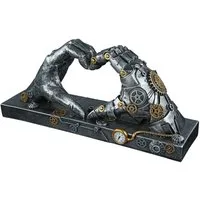 GILDE Dekoobjekt „Herz Steampunk“ 37049 – Skulptur im Hand- & Zahnradmotiv, 35 × 16 cm