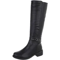 Ital-Design Damen Freizeit Stiefel (87108801) Blockabsatz Klassische Stiefel in Schwarz
