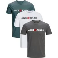 Jack & Jones Print-Shirt Bequemes Slimfit Shirt (Spar-Set, 3er-Pack) in Unifarbe mit Print