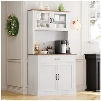 GarveeMore Küchenbuffet mit Türen und Regalböden,Küchenschrank für Esszimmer freistehender Küchenschrank 75x40x180cm