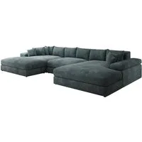 Luxusbetten24 Sofa Designer Sofa Bernardo U in Cord, mit breiter Ottomane