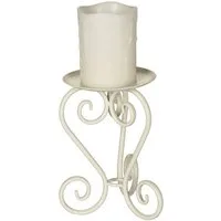 Ambiente Haus Kerzenständer Kerzenhalter in Antikweiß - (H) 20 cm (1 St), für echte oder LED-Kerzen aus Metall