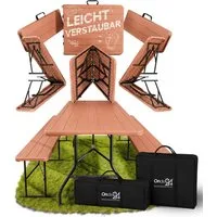 ONDIS24 Bierzeltgarnitur Sitzbank Lena mit Bierbänken Campingtischgarnitur, klappbar, wetterfest, Tragegriffe, Sicherungsring