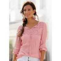 LASCANA Crepebluse mit Lochstickerei, Damenbluse, lockere Passform