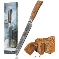 Wakoli Brotmesser EDIB Pro Damast Küchenmesser 20cm Wellenschliffklinge Pakkaholzgriff, Aus 67 Lagen Damaststahl, VG-10 Stahlkern