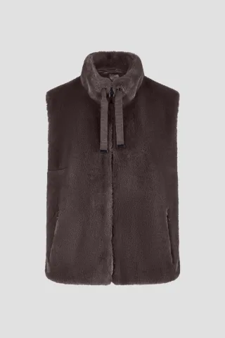 Barbara Lebek - Fake Fur Weste dark brown - Gr. - 46