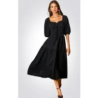 Cupshe Abendkleid Honig & Nebel Schwarzes Midikleid