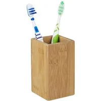 relaxdays Badaccessoire-Set 2 tlg. Badutensilien Set Bambus, Nachfüllbarer Seifenspender mit manueller Druckdosierung, 2 tlg.