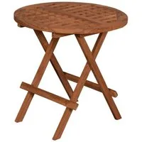 MR.DEKO Beistelltisch Dorset Teakholz rund Ø50 cm natur klappbarer Beistelltisch wetterfest (Ideal zu Deckchairs kombinierbar – für drinnen & draußen geeignet, 1-St), Plantagen-Teak Holz– wetterfest, vielseitig, 51 cm hoch