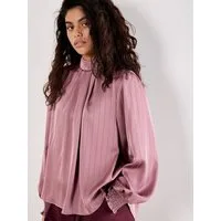 Apricot Satinbluse Strukturstreifen-Bluse mit Rückenschleife