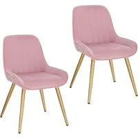 EUGAD Esszimmerstuhl (2 St), Retro, Sitzfläche aus Samt, mit Metallbeine