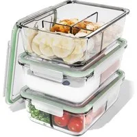 classbach Frischhaltedose C-FHDM 4021 G, Meal Prep Boxen Glas mit Fächern, 3er Set