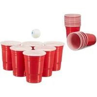 relaxdays Becher Beer Pong Becher 50er Set, Kunststoff, rot