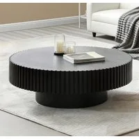 NJLyuhome Couchtisch Beistelltisch Runder Kaffetisch mit Massivholz-Rahmen, 80x35cm (1-St)